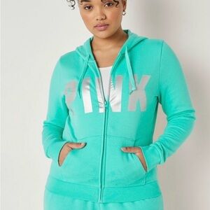 PINK Victoria's Secret Teal Ice Zip-Up Hoodie